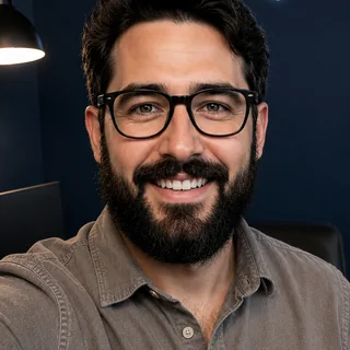 Lahcen, founder of Northark Studio, at his desk.
